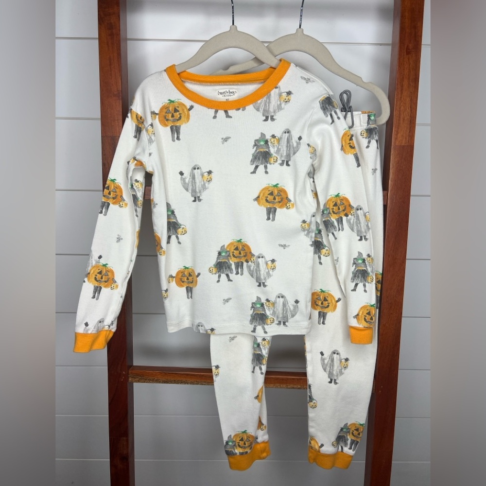 Burt's Bees Pumpkin and Ghost Pajama Set with Orange Trim